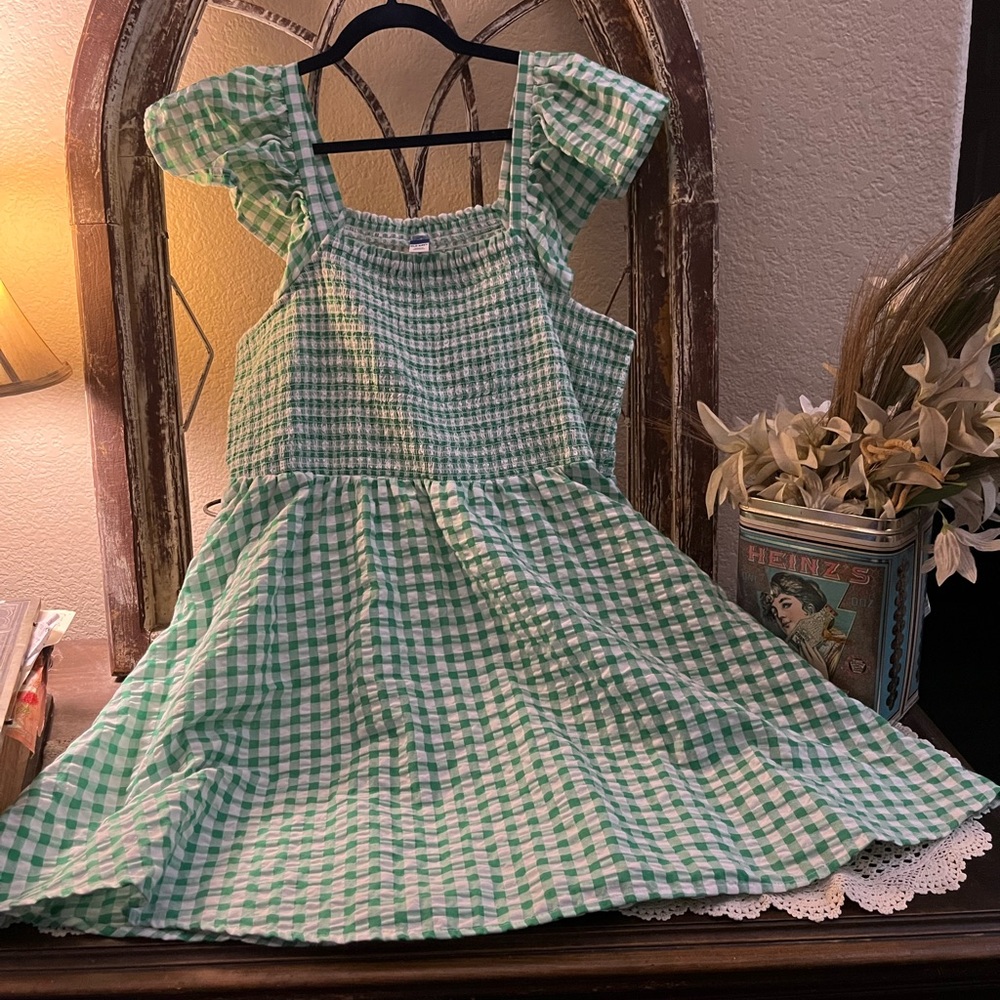 Old Navy Cotton Dress , Size XL, Blue and White Checker Dress - Picture 1 of 8